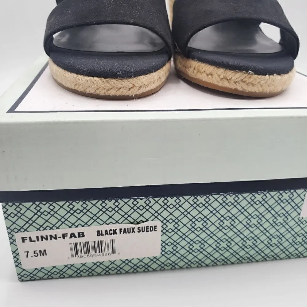 Susina Flynn Fab Black Wedges Espadrille Braided Wedge Heels Size 7.5 New